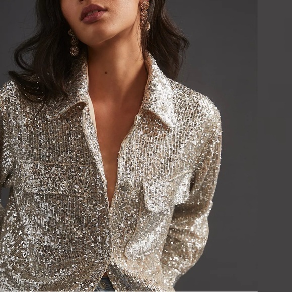 BB DAKOTA Shimmer Sequin Shirt Jacket - Picture 2 of 14